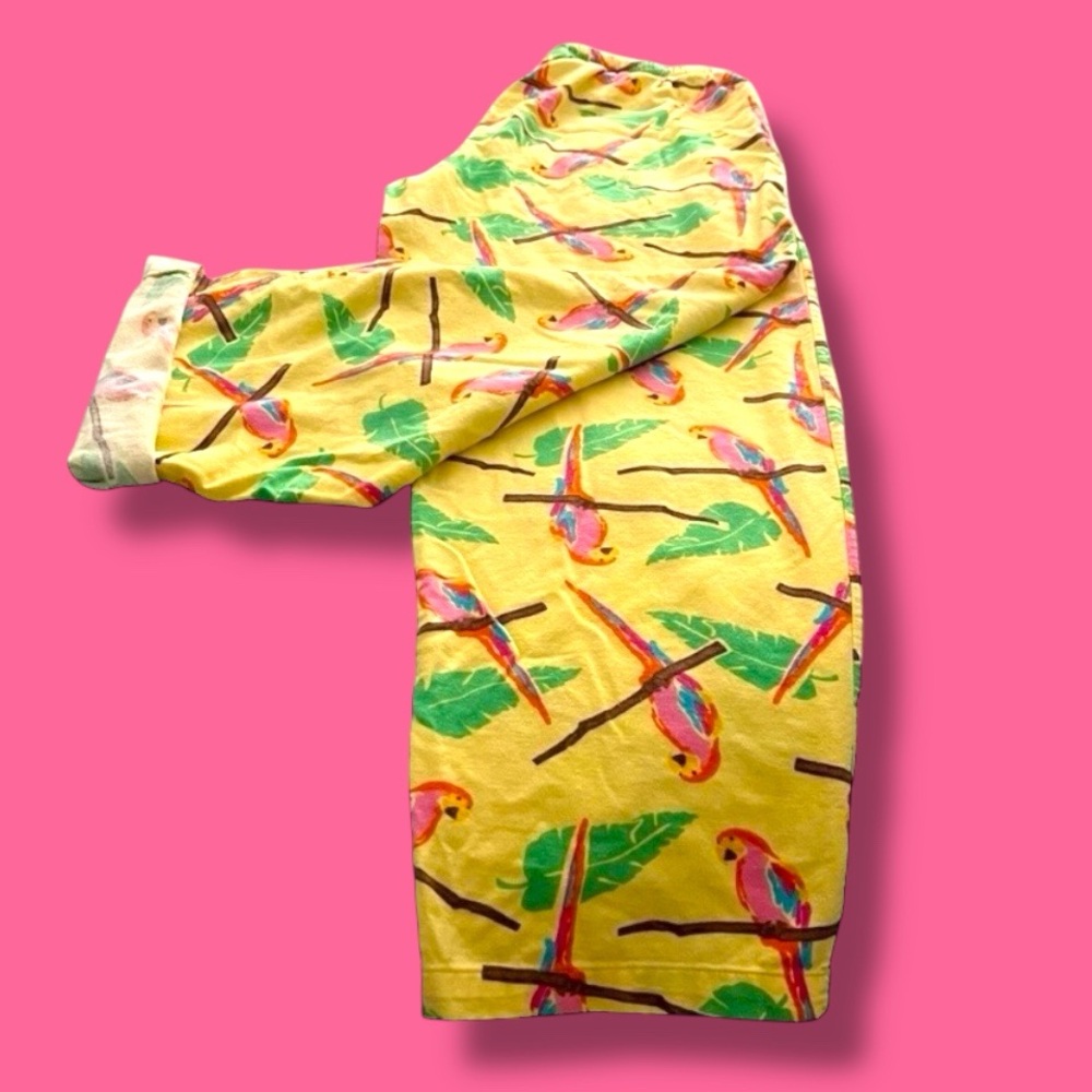 🦜Tommy Hilfiger Cotton Flannel Parrot Netflix Vibe Loungewear Book-Nook PJ Pants